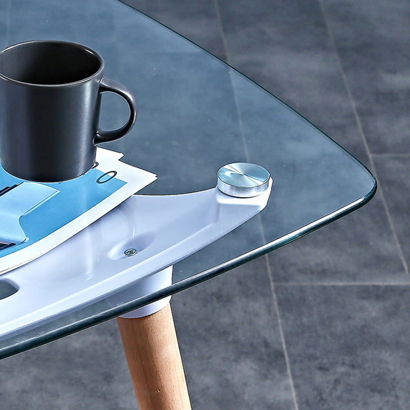 Rounded-Corner Glass Wood Dining Table