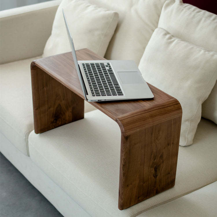Nordic C-Shaped Walnut End Table — Cherry Wood