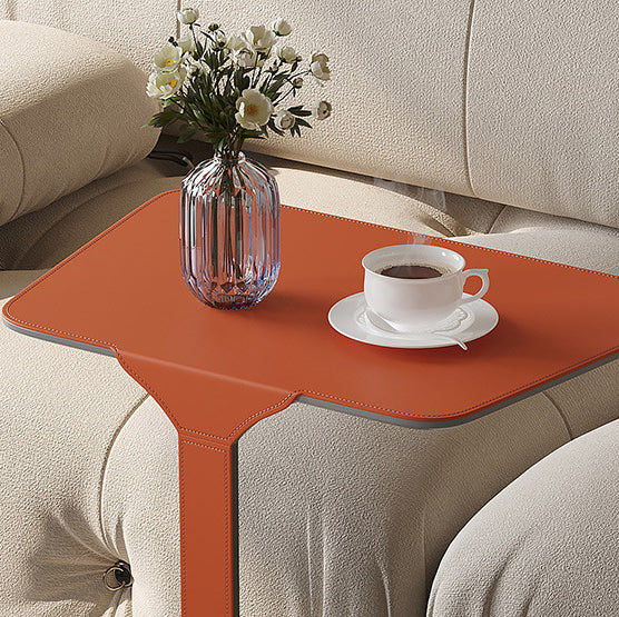 Scandinavian Saddle Leather C-Shaped End Table