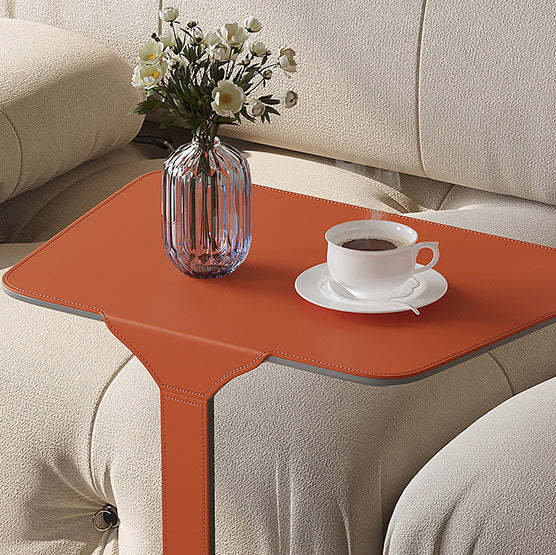 Scandinavian Saddle Leather C-Shaped End Table