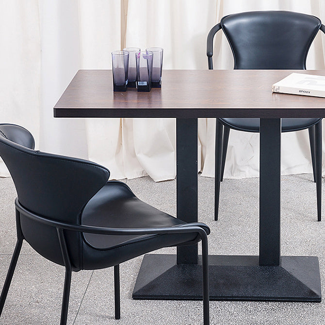 Minimalist trapezoid saddle leather metal dining chairs & benches