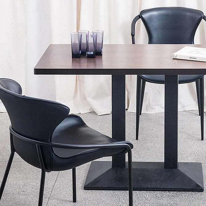 Minimalist trapezoid saddle leather metal dining chairs & benches