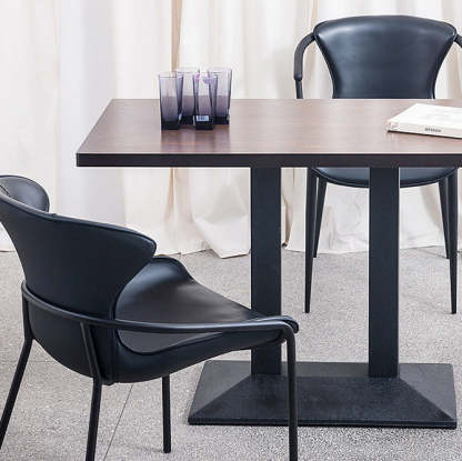 Minimalist trapezoid saddle leather metal dining chairs & benches