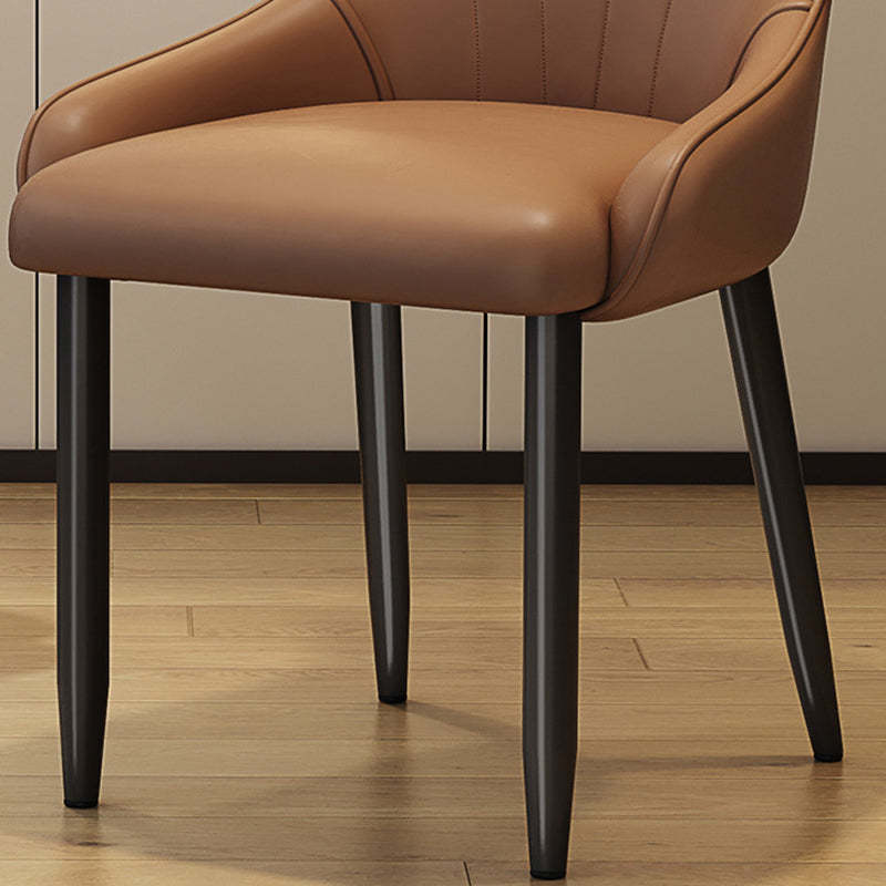 Scandinavian Leather Steel Latex Dining Chair — Latex / Orange