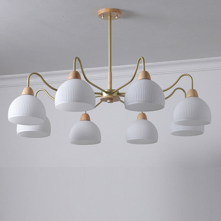 Nordic Japanese Glass Round Wood Chandelier