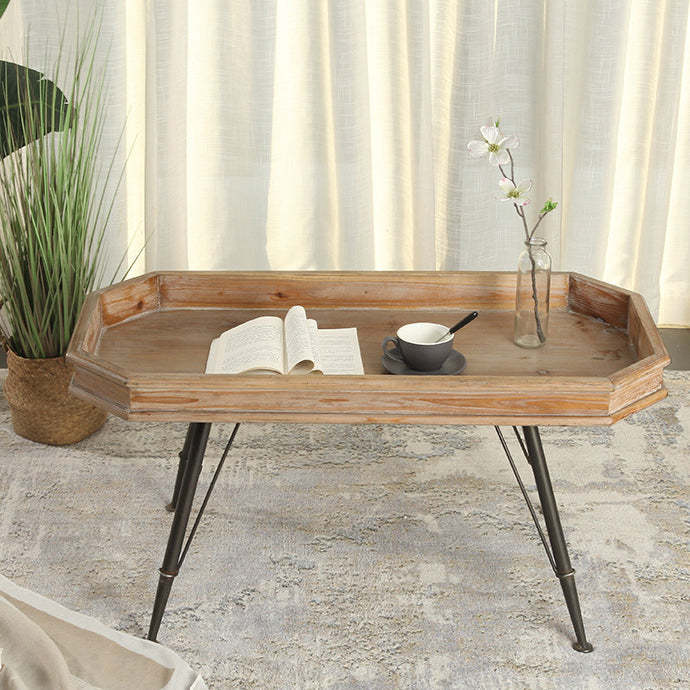 Rustic Rectangular Wood Iron Coffee Table