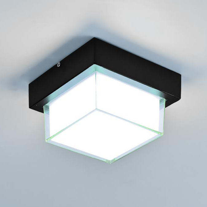 Die-Cast Aluminum Square Outdoor LED Flush Ceiling Light — E / Warm Light (3000K) / 110V-120V For US/CA