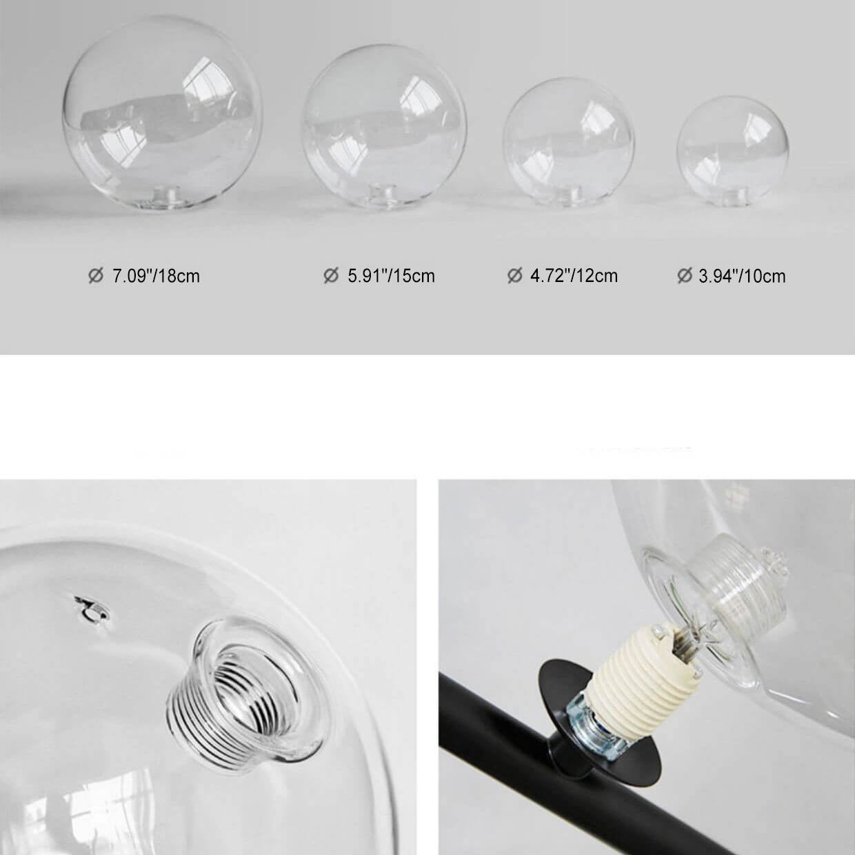 Nordic Round Bubble Ball Glass Chandelier — Warm Light (3000K) / 220V-240V For UK/AU