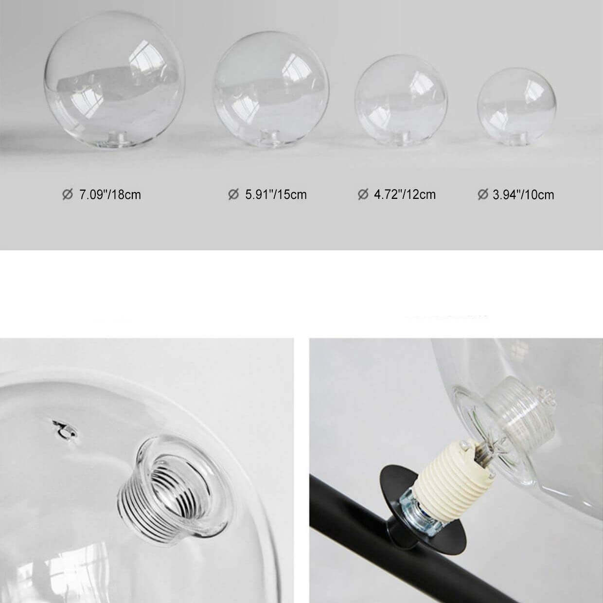 Nordic Round Bubble Ball Glass Chandelier — Warm Light (3000K) / 220V-240V For UK/AU
