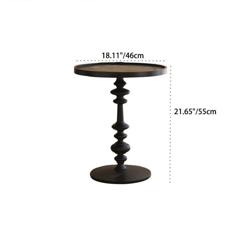 Modern Tray-Top Ash Wood Pedestal End Table