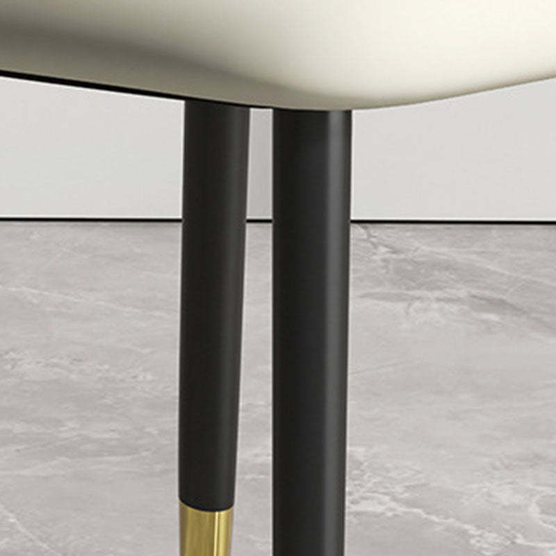Modern Leather Steel Cushion Dining Chair — Gold Legs / White