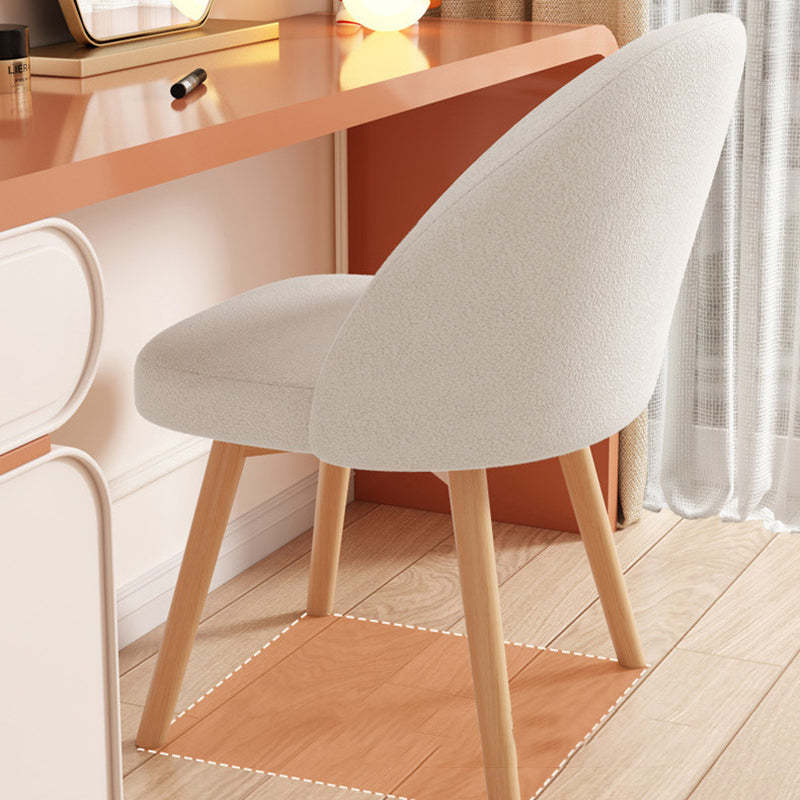 Nordic Curved Fabric Wood Vanity Stool