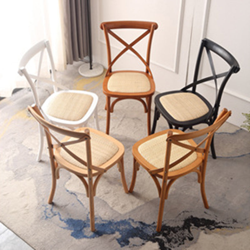 Rustic Woven Rattan Wood Dining Chair