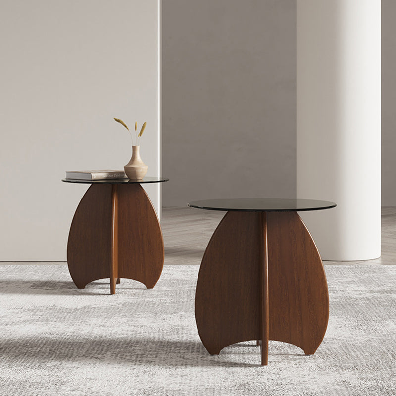 Nordic Cross-Leg Glass Pine Side Table