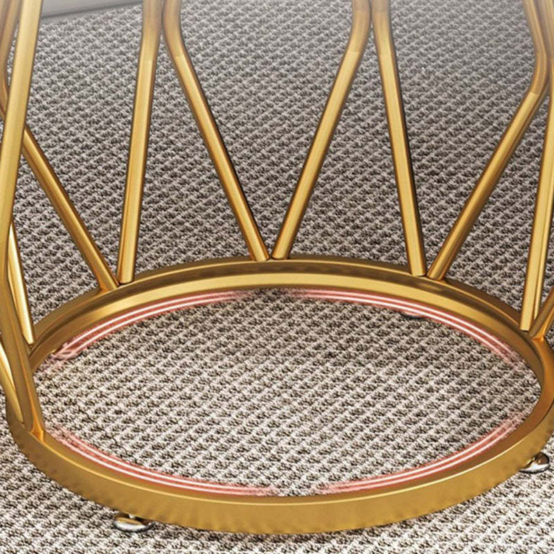 Contemporary Marble Metal Round Side Table 2-Tier Storage