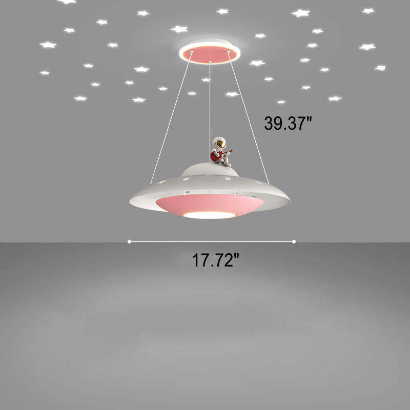 Modern Flying Saucer Astronaut Kids LED Chandelier