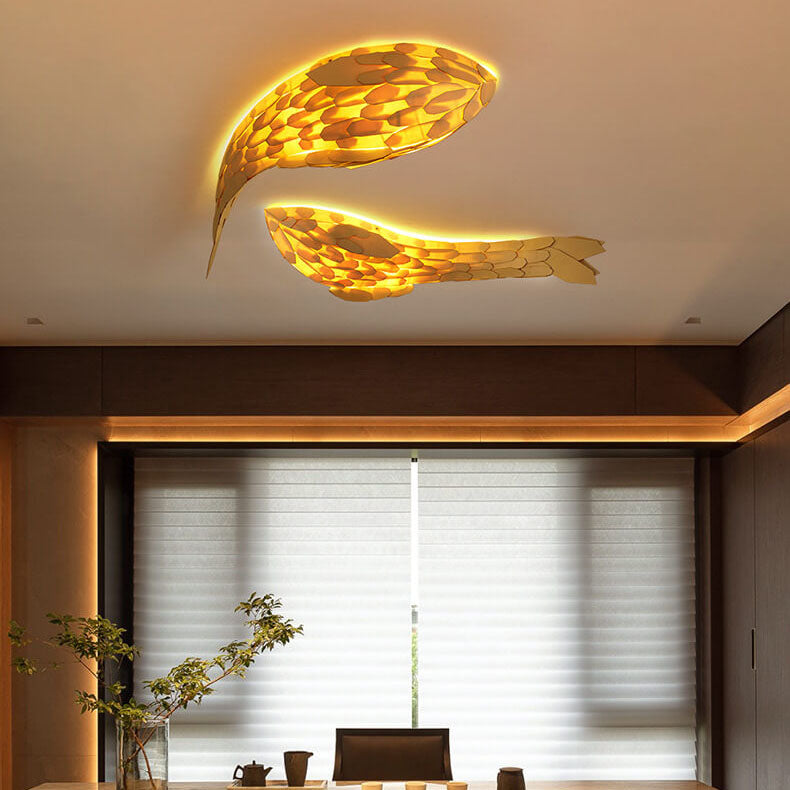 Modern decor carp wall sconces in wood — 23.62" / 220V-240V (UK/AU)