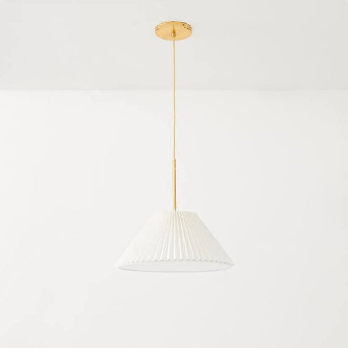 Nordic Minimalist Pleated Fabric Drum Cone Pendant Light