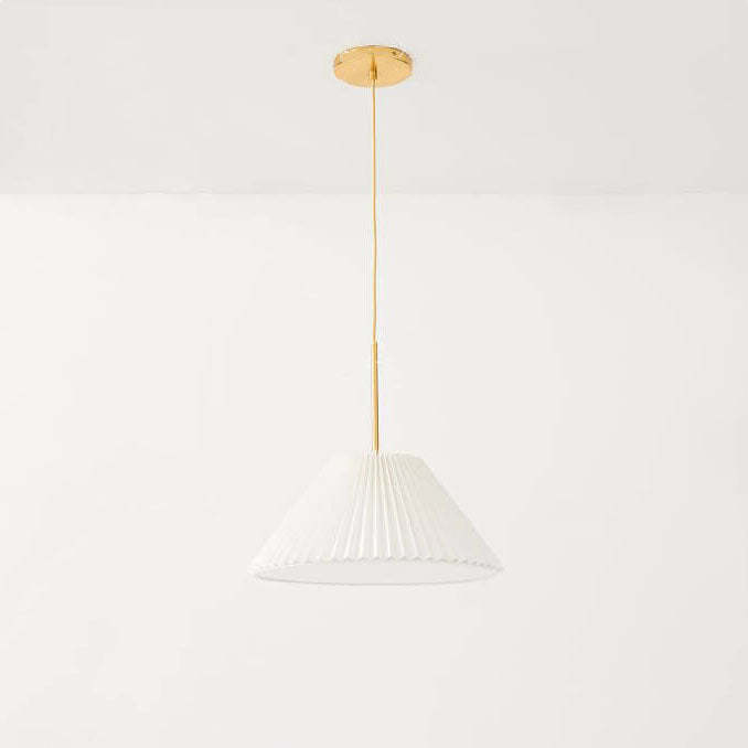 Nordic Minimalist Pleated Fabric Drum Cone Pendant Light