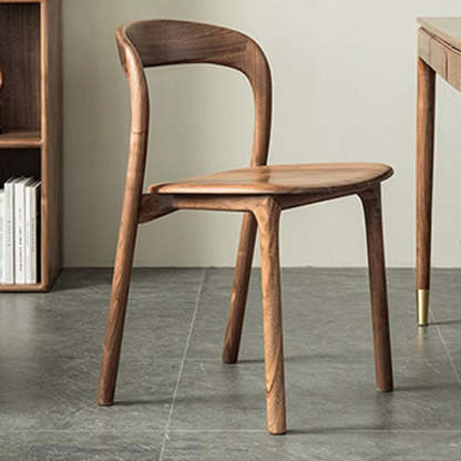 Traditional Chinese Walnut Curved Dining Chair — B