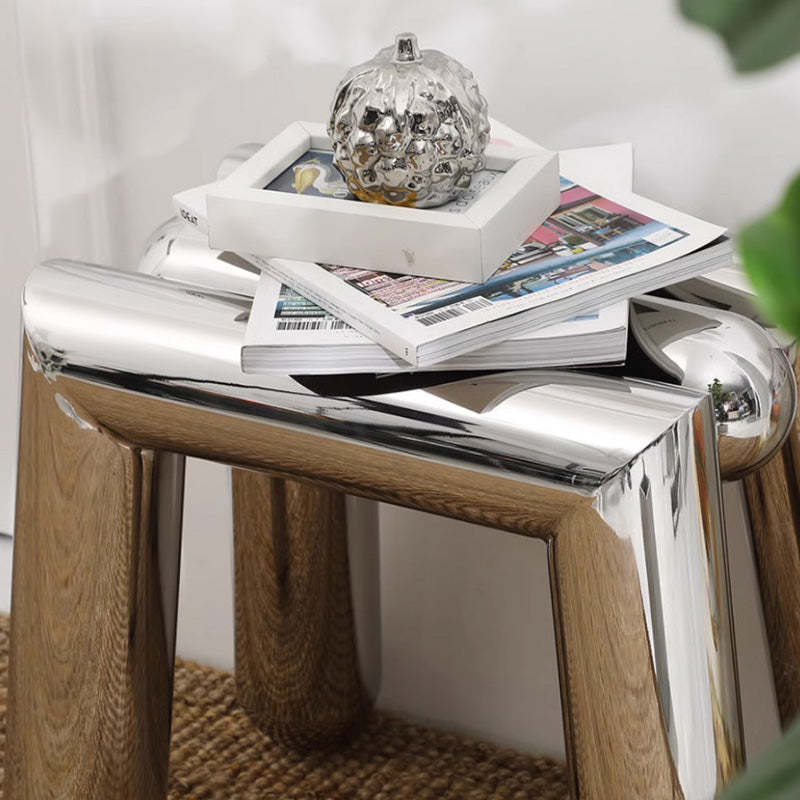 Minimalist Steel Tube Geometric Footstool