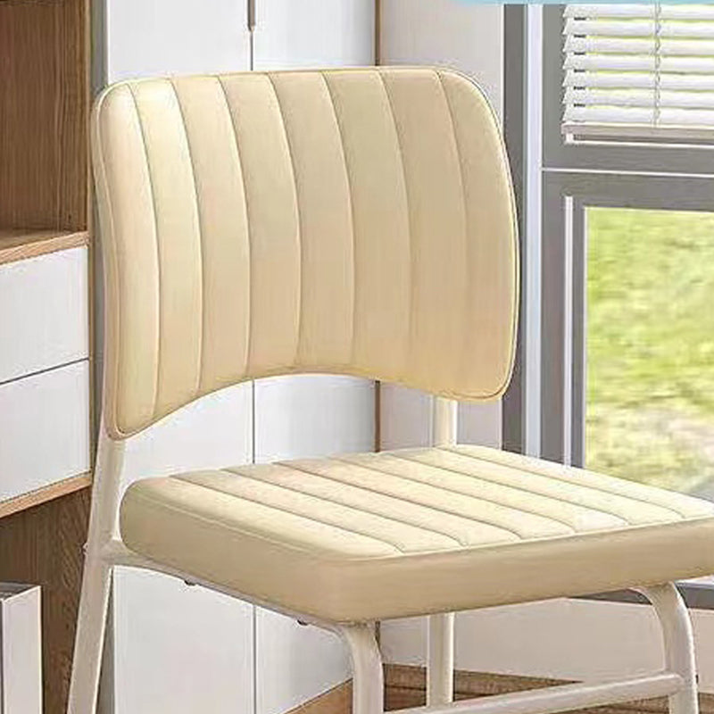 Minimalist PU Leather Stackable Desk Chair — Black Legs + Beige Seat