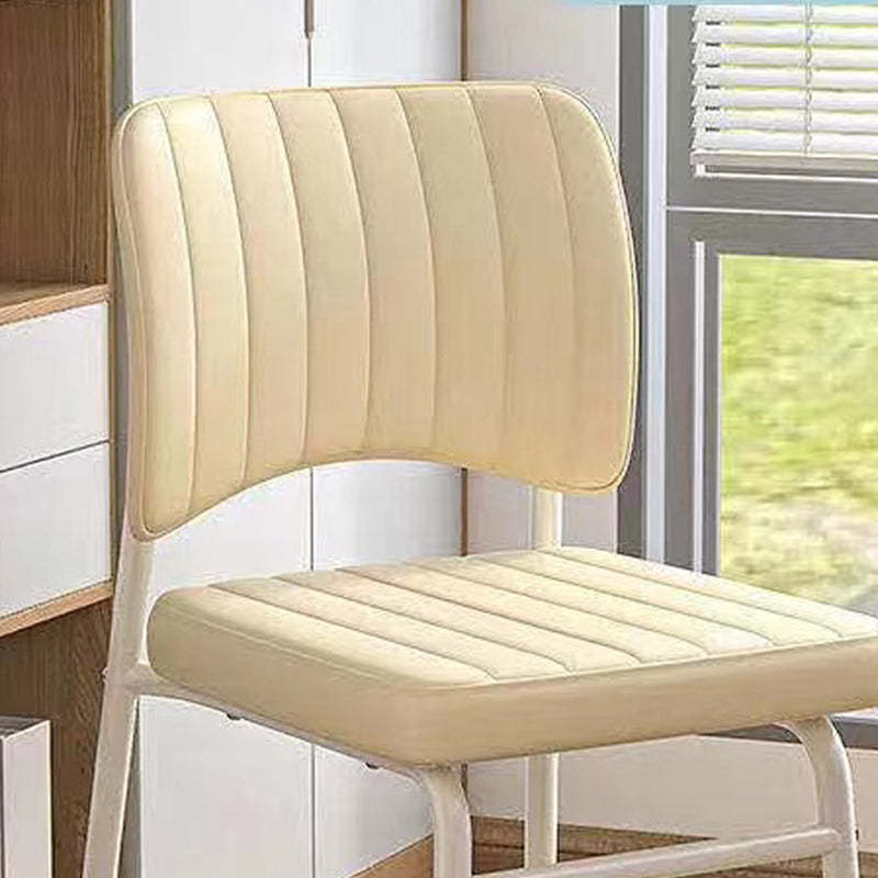 Minimalist PU Leather Stackable Desk Chair — Black Legs + Beige Seat
