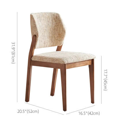 Mid-Century Wood Chenille Curved Back Dining Chair