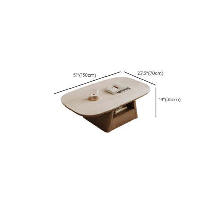 Beige Wood Rectangular Nesting Coffee Table with Drawer