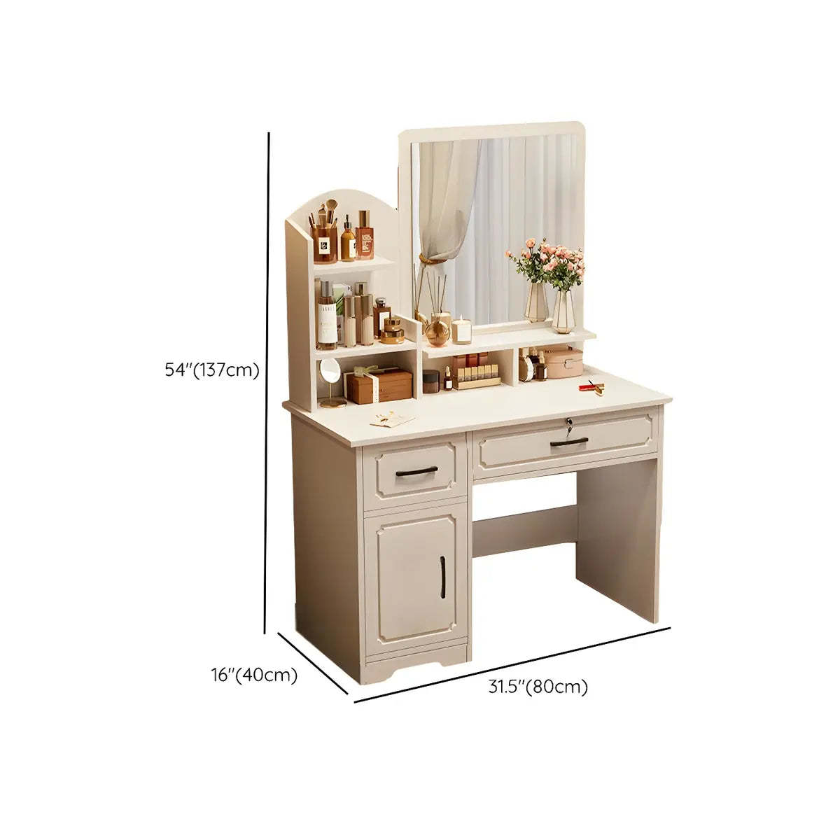 Modern White Wood Bedroom Makeup Vanity
