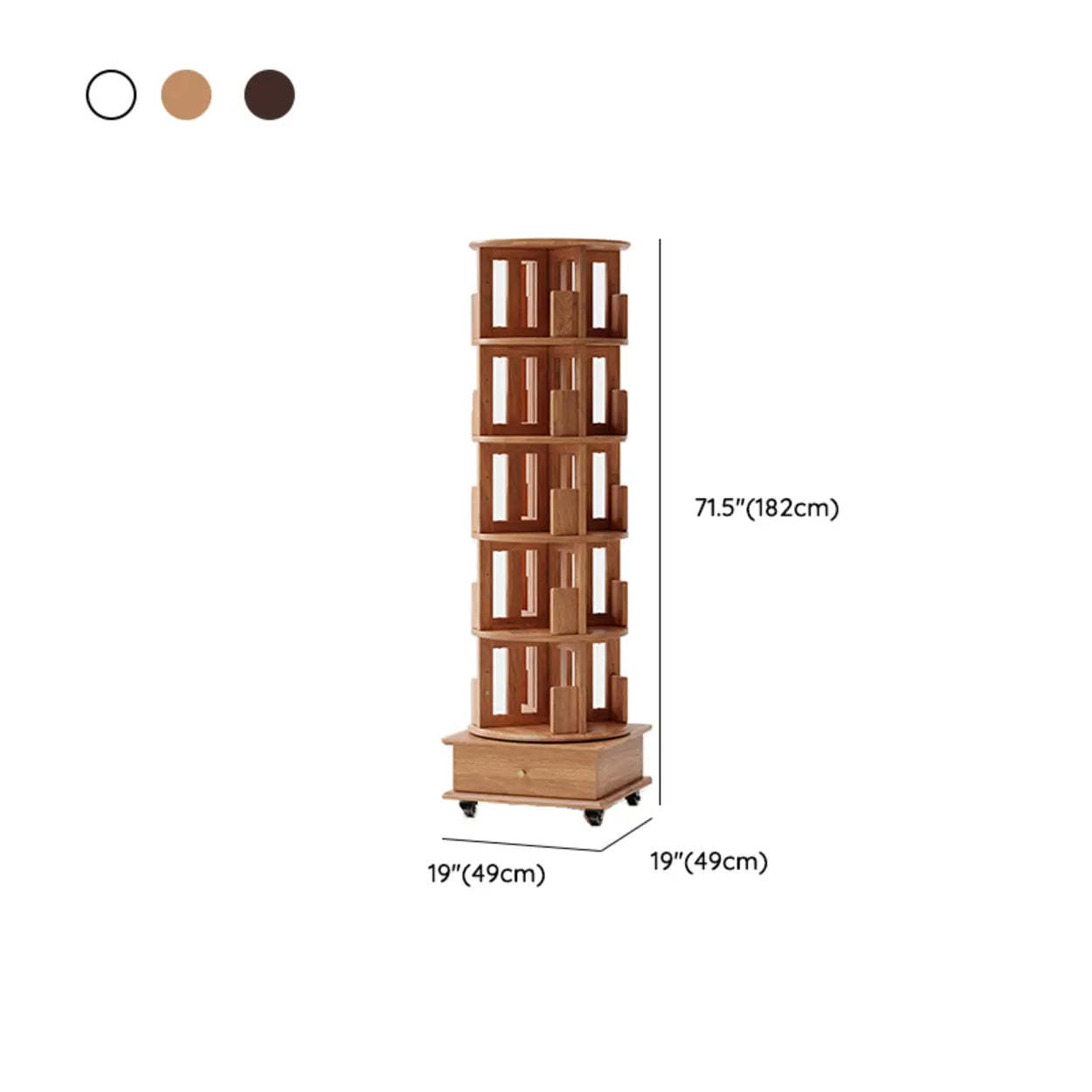 Scandinavian Tiered Rotating Wood Corner Bookshelf