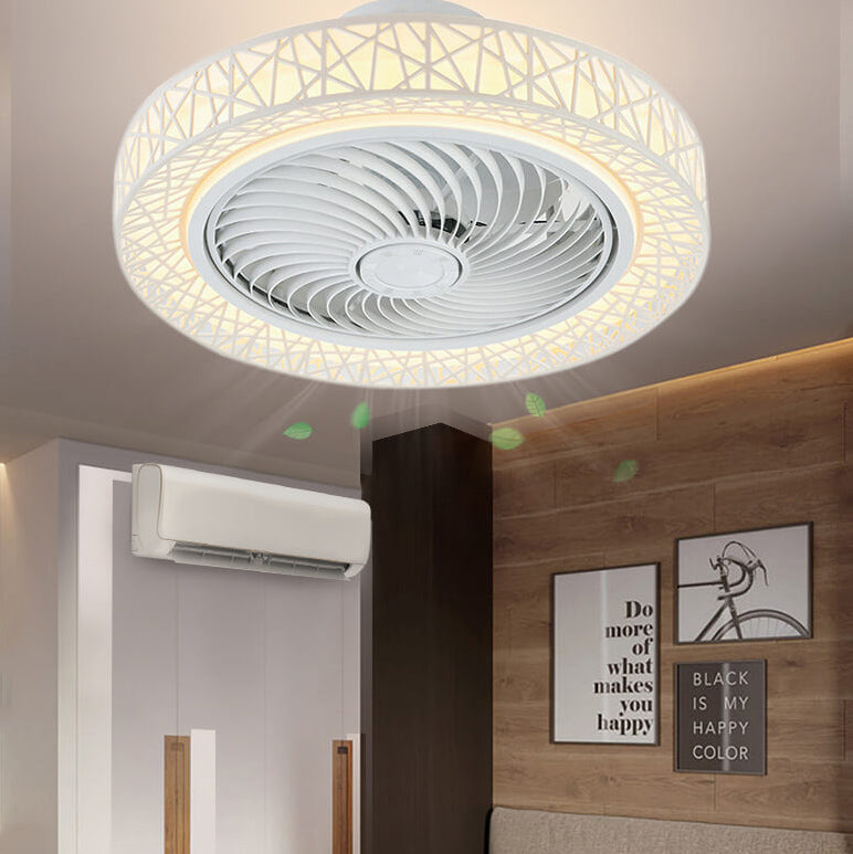 Luxury Round Lace LED Flush Mount Ceiling Fan Light