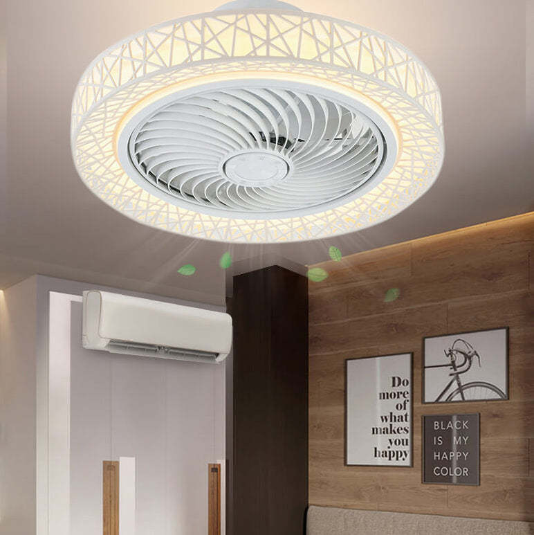 Luxury Round Lace LED Flush Mount Ceiling Fan Light