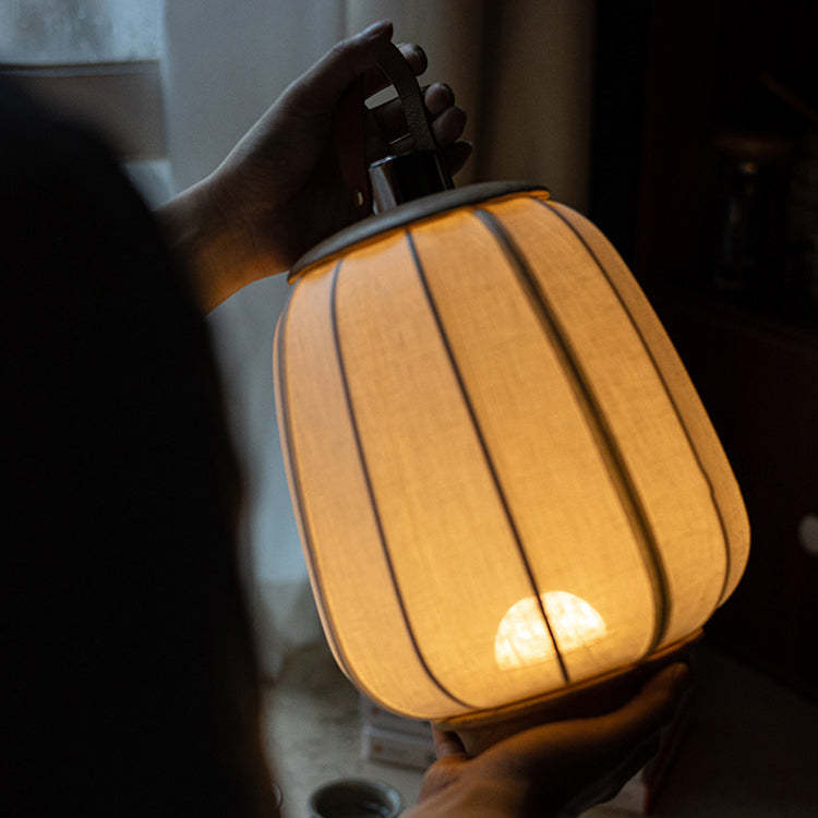 Japanese Portable Lantern Wood Silk Table Lamp
