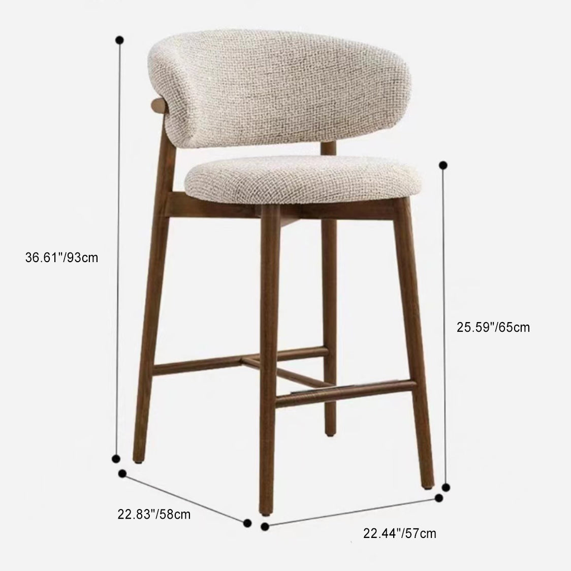 Nordic Fabric Wood Bar Stool