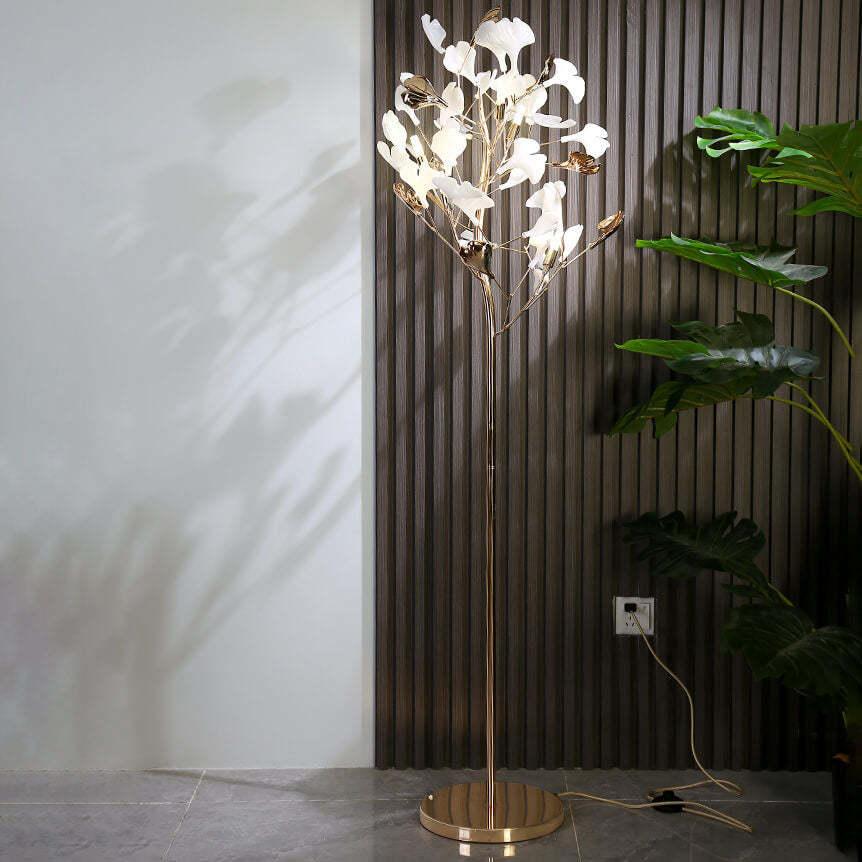 Nordic Romantic Ginkgo Leaf Iron 5-Light Floor Lamp — Iron / 220V-240V For UK/AU