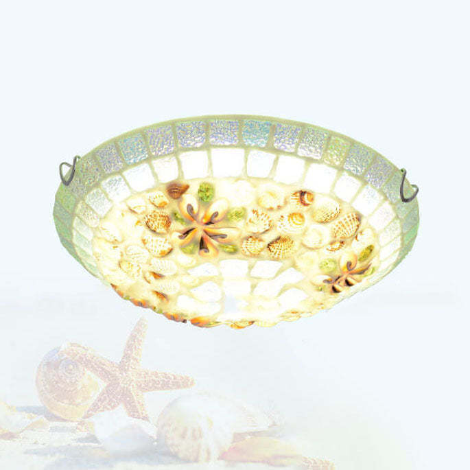 Tiffany Mosaic Shell Flush Mount Light