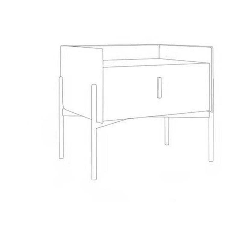 Scandinavian Leather Carbon Steel 1-Drawer