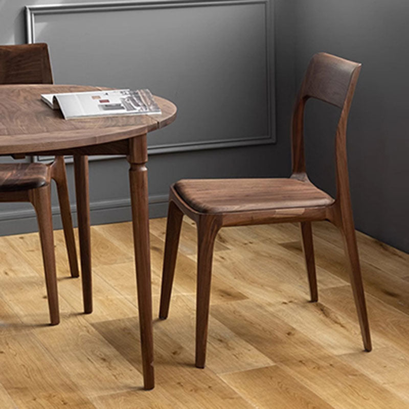 Traditional Chinese Walnut Curved Dining Chair — A