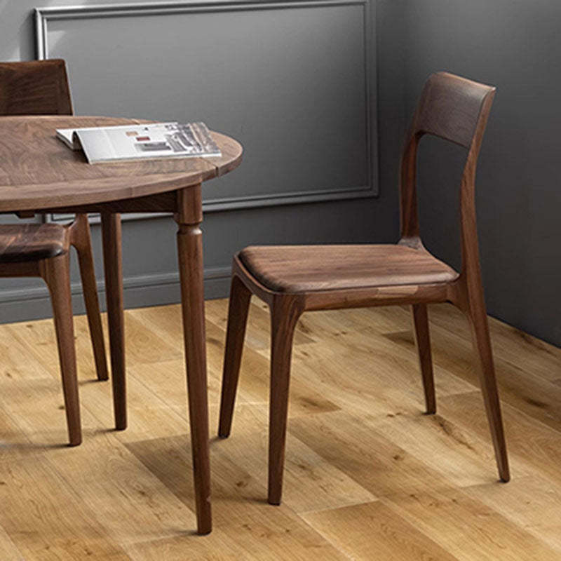 Traditional Chinese Walnut Curved Dining Chair — A