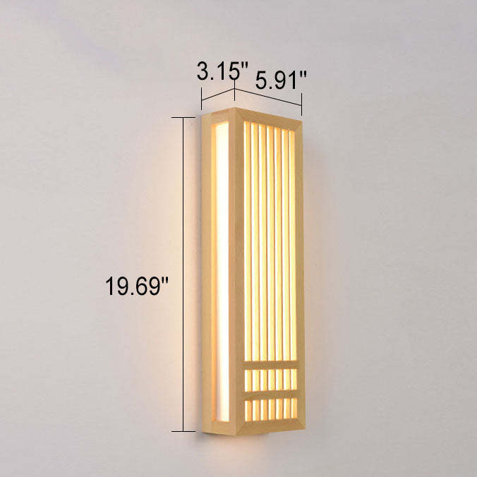 Simple Solid Wood Rectangular Japanese Sconce — 3 Colors Changeable (Warm/Neutral/White) / 110V-120V For US/CA