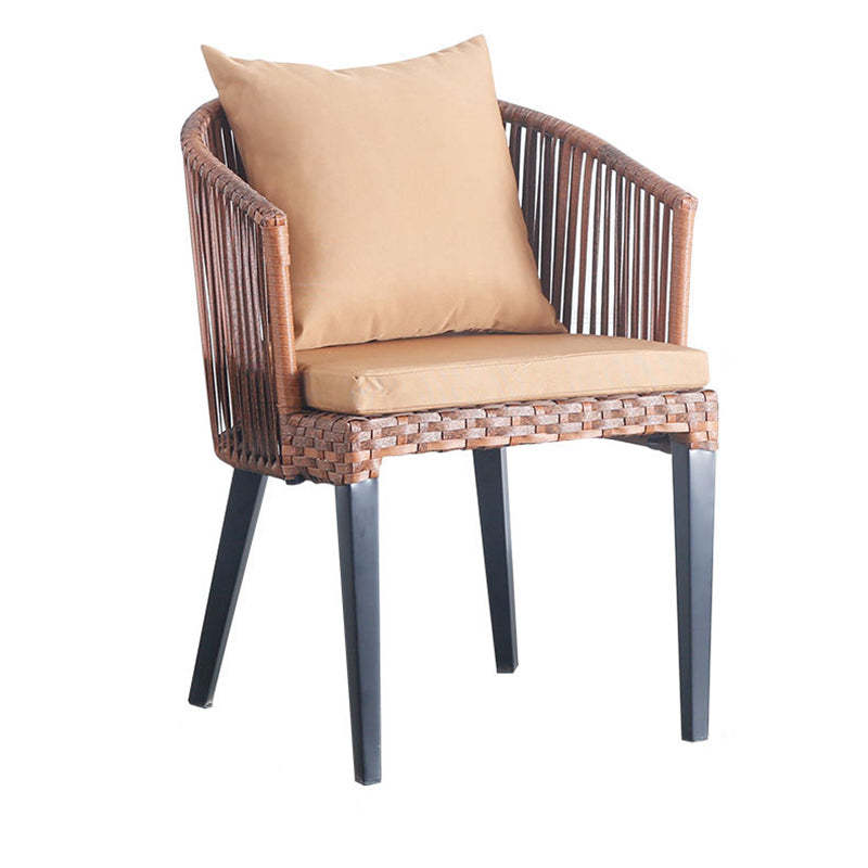 Traditional Farmhouse Rattan Metal Outdoor Dining Chair