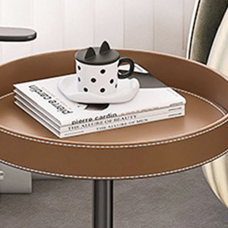 Minimalist Leather Steel Tray Side Table