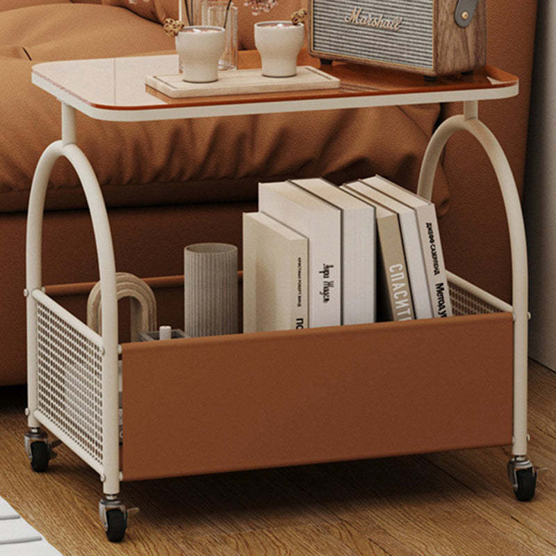 Contemporary Glass Iron Leather End Table