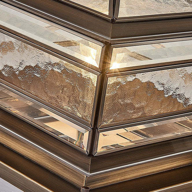 European Brass Glass Square Pillar Landscape Light