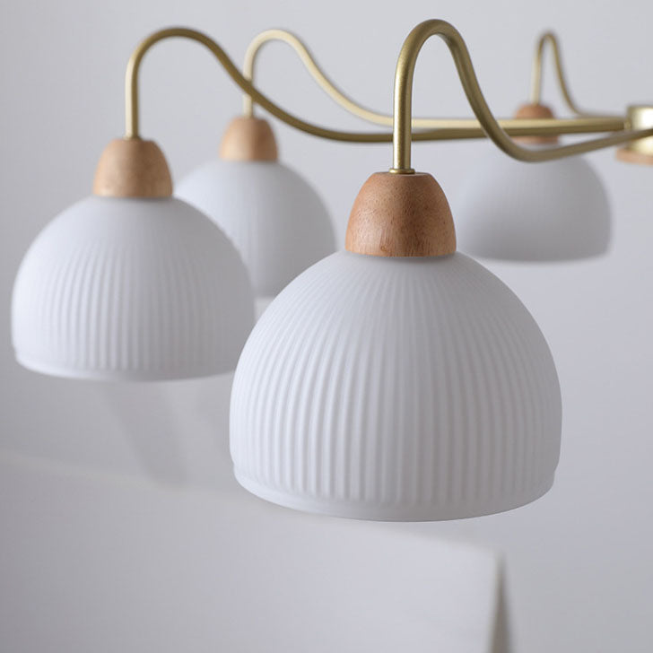 Nordic Japanese Glass Round Wood Chandelier