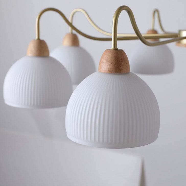 Nordic Japanese Glass Round Wood Chandelier