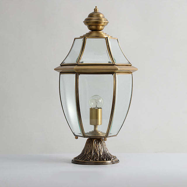 European Copper Clear Glass Lantern Post Landscape Light