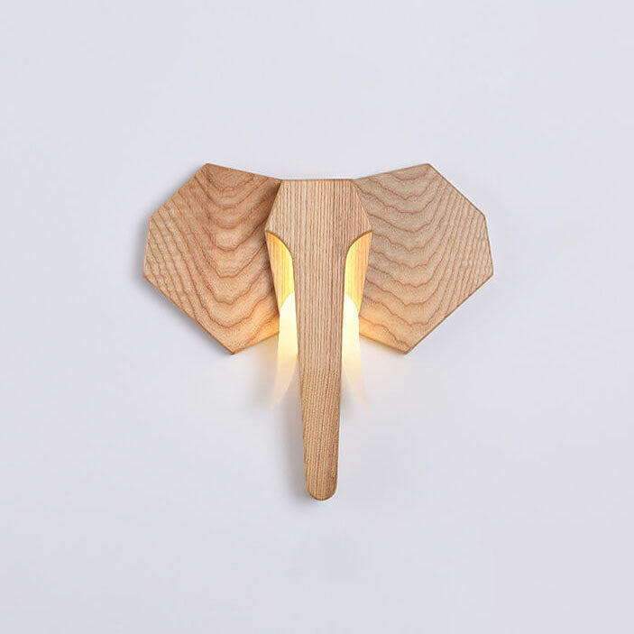 Nordic Solid Wood Elephant LED Sconce