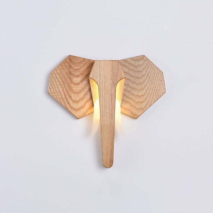 Nordic Solid Wood Elephant LED Sconce